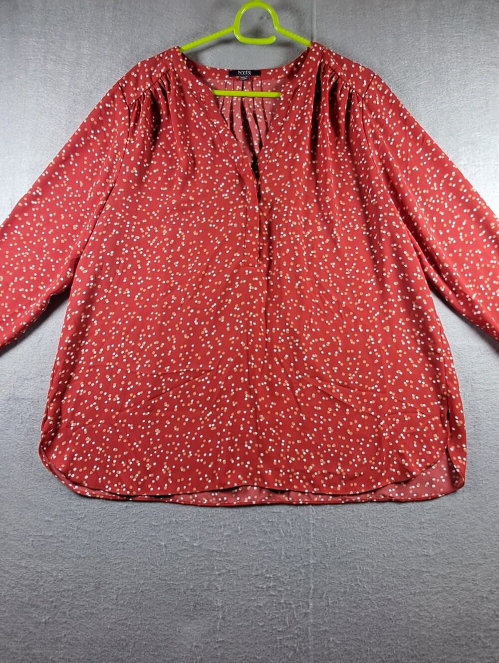 NYDJ Women's Medium Red Polka Dot Blouse
